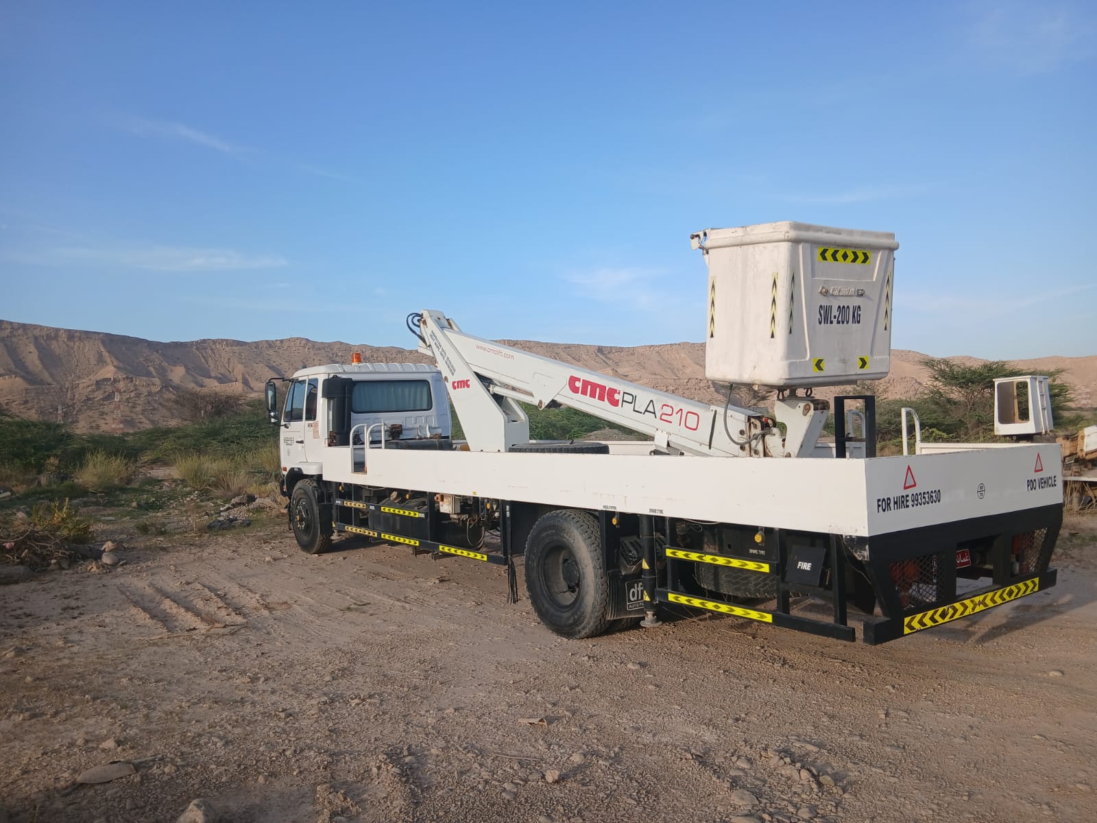 Bucket truck access support vehicle prepared for field work
