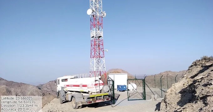 Truck positioned at a telecom support site in Oman